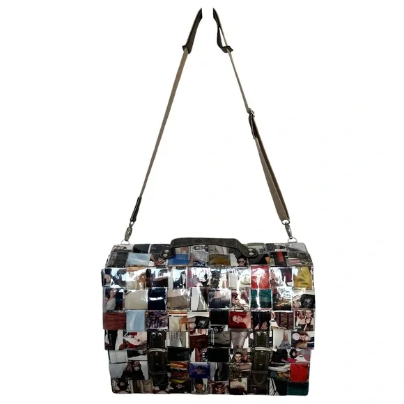 Designer Travel Weekend Bag/Large Tote Artisan Laminated Recycled Magazines - Picture 4 of 16